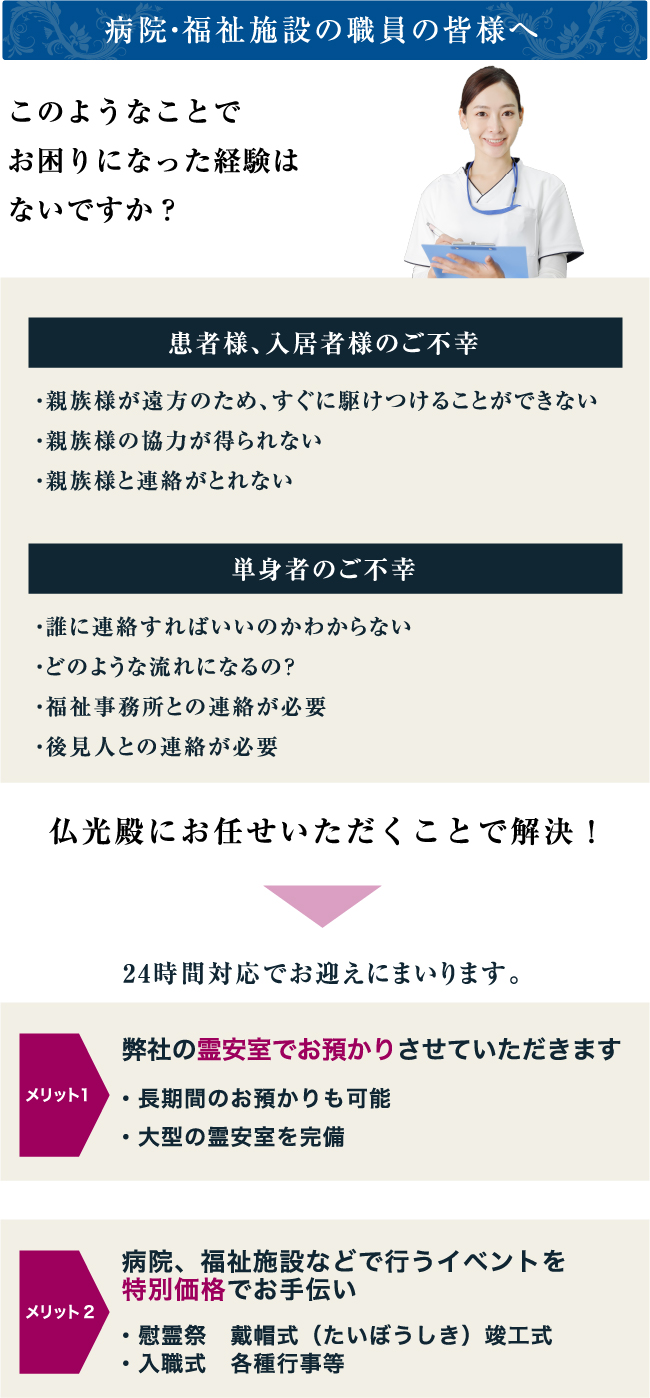 病院・福祉施設の職員の皆様へ