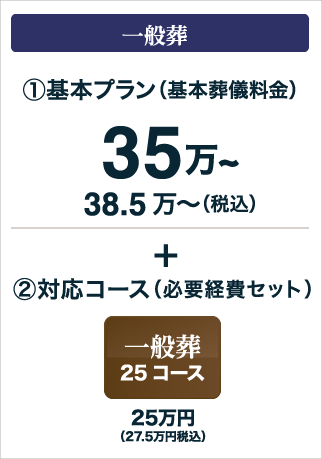 一般葬 基本プラン（基本葬儀料金）35万〜38.5万〜（税込）