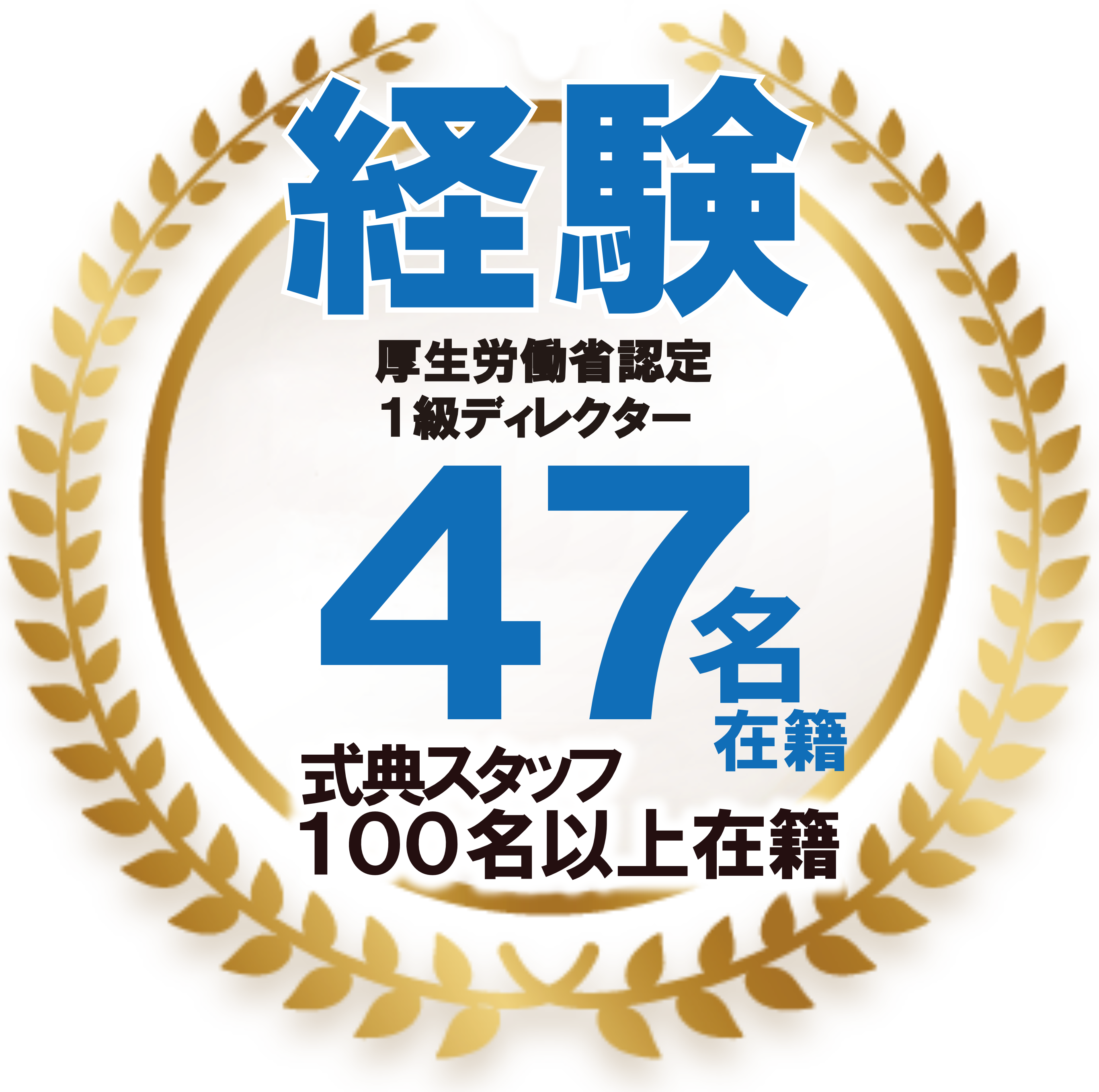 経験 一級葬祭ディレクター47名在籍 式典スタッフ100名以上在籍